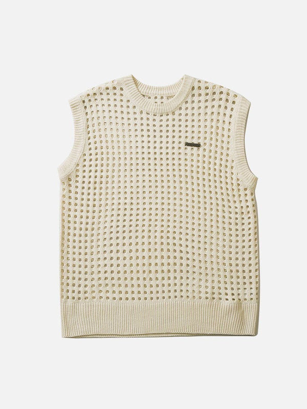 Helmiss - Knitted Cutout Sweater Vest- Streetwear Fashion - helmiss.com