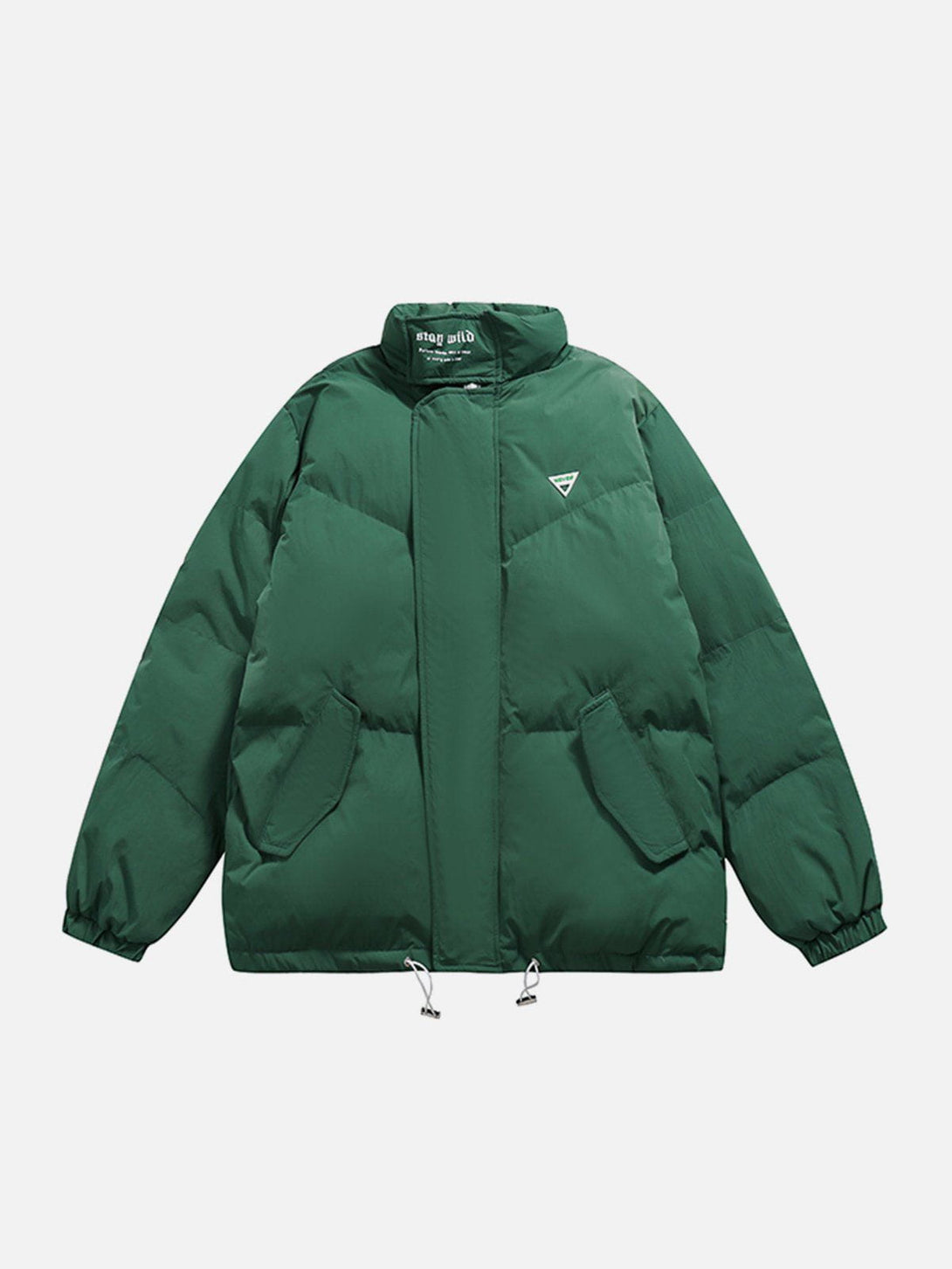 Helmiss - Labeled Solid Color Winter Coat- Streetwear Fashion - helmiss.com