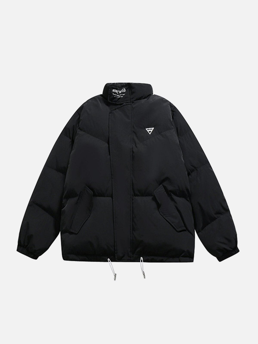 Helmiss - Labeled Solid Color Winter Coat- Streetwear Fashion - helmiss.com