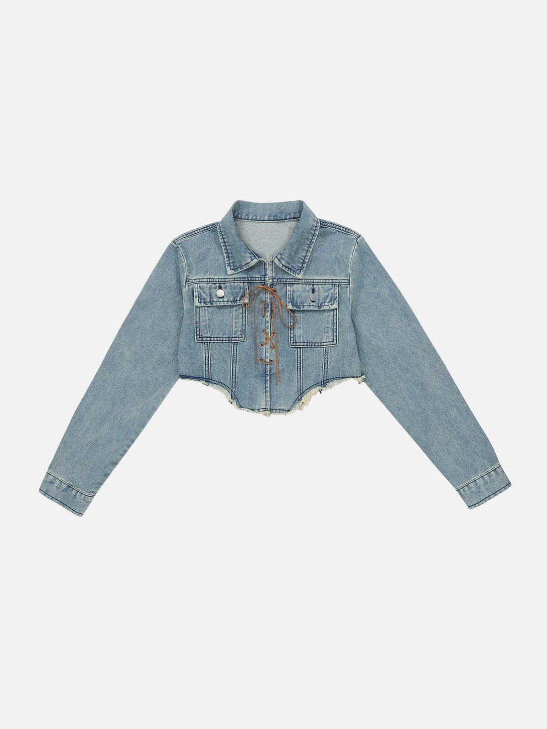 Helmiss - Lace-Up Denim Jacket- Streetwear Fashion - helmiss.com