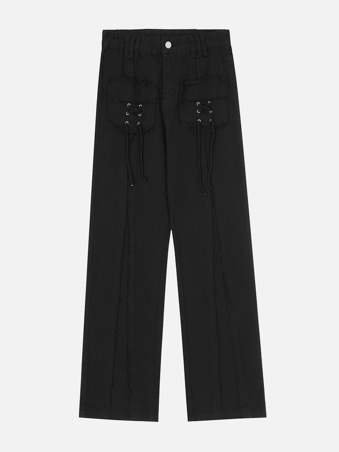 Helmiss - Lace Up Raw Pocket Pants- Streetwear Fashion - helmiss.com