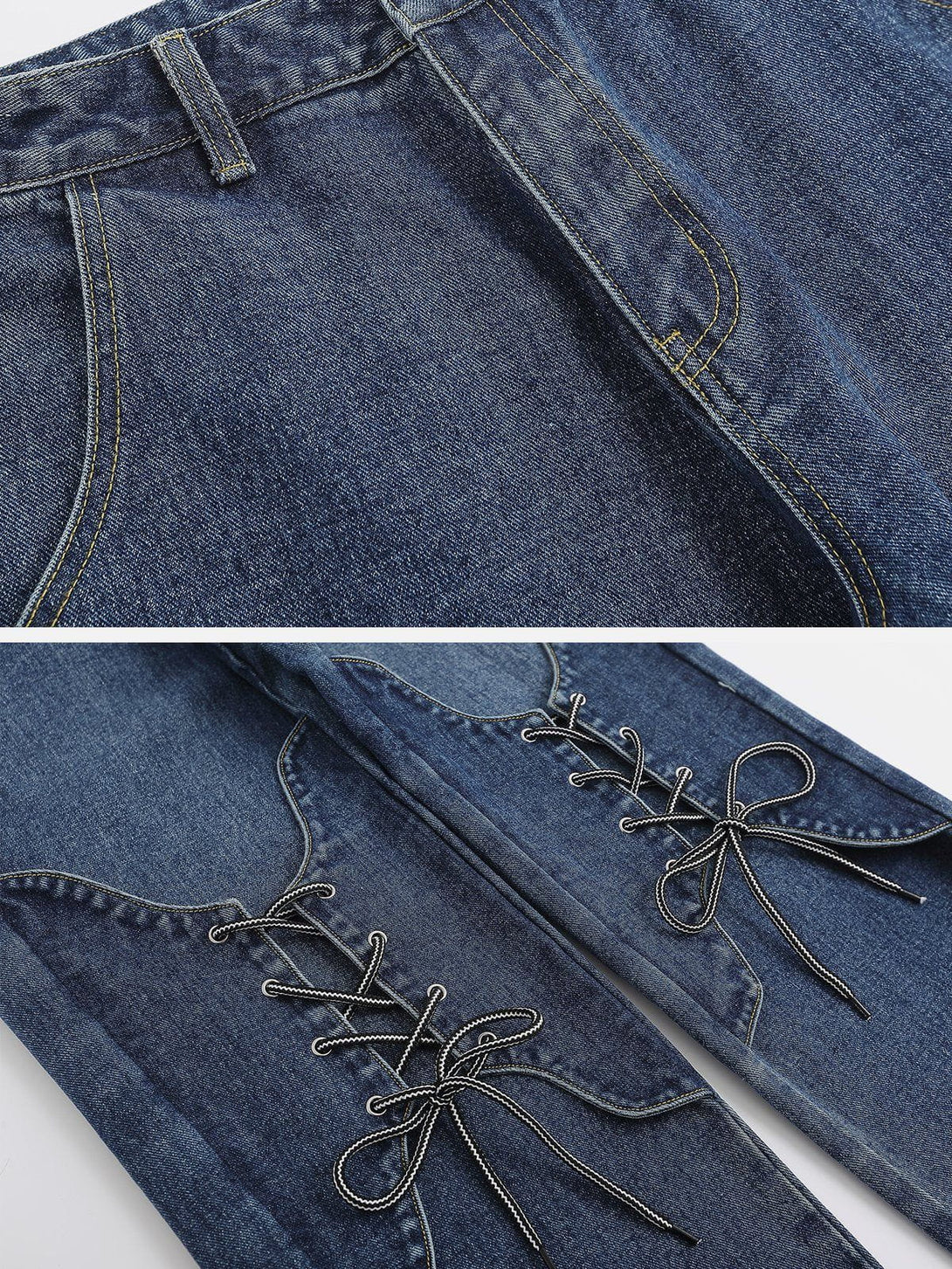 Helmiss - Lace-up Jeans- Streetwear Fashion - helmiss.com