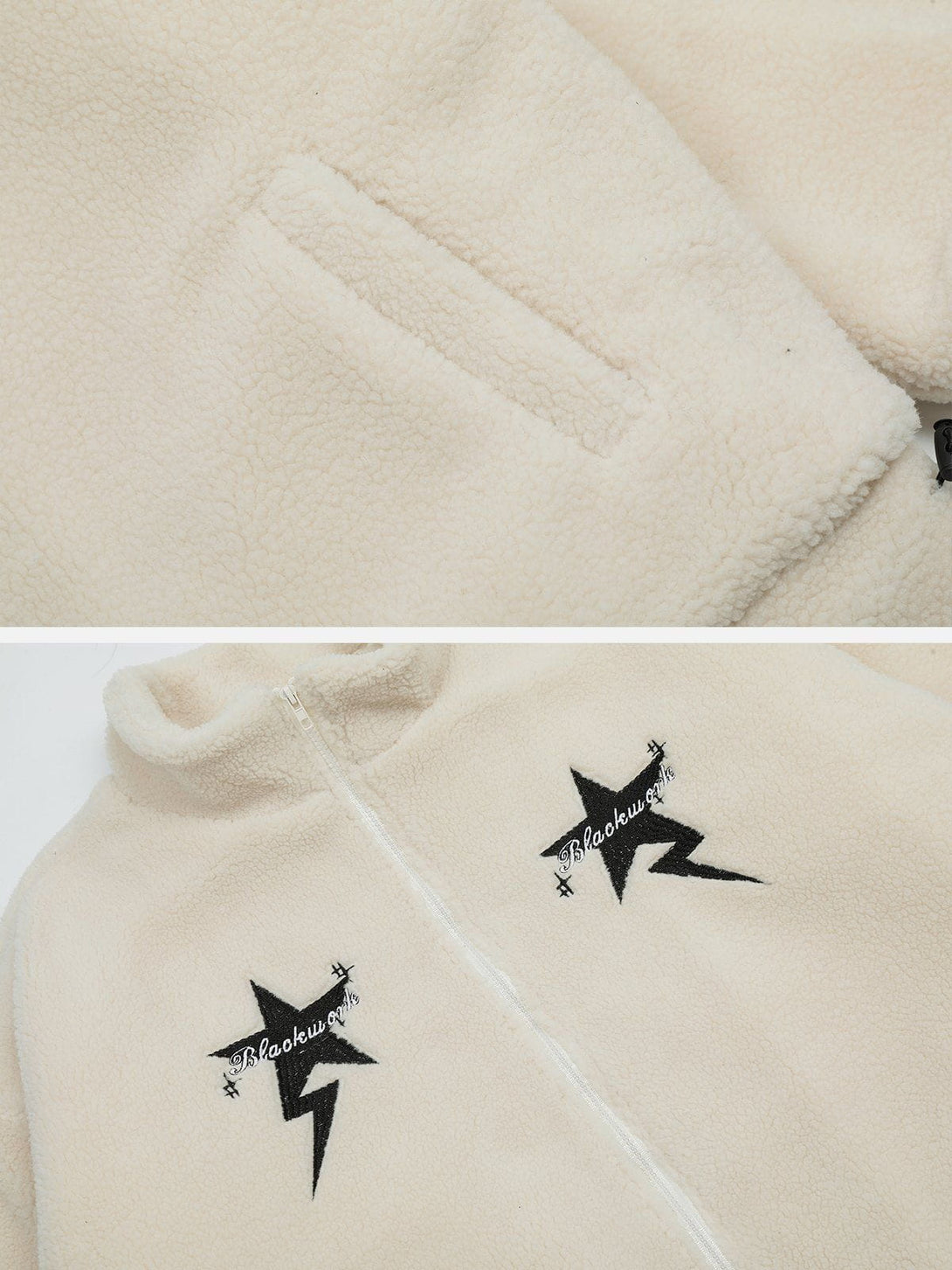 Helmiss - Lamb Applique Sherpa Coat- Streetwear Fashion - helmiss.com