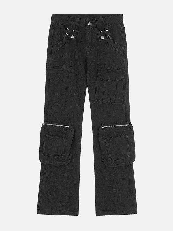 Helmiss - Large Pocket Patchwork Jeans- Streetwear Fashion - helmiss.com