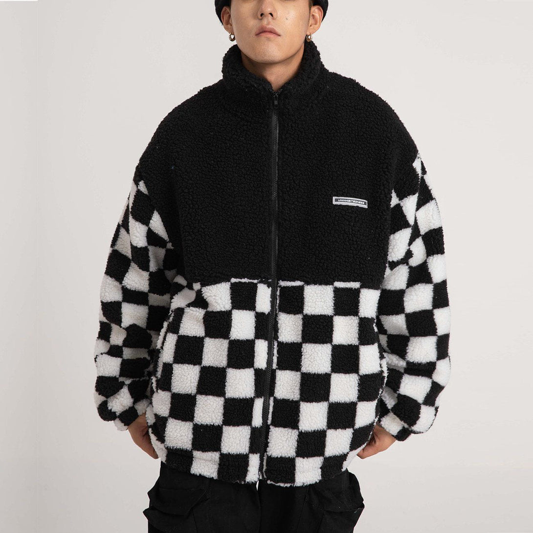 Helmiss - Lattice Patchwork Winter Coat- Streetwear Fashion - helmiss.com