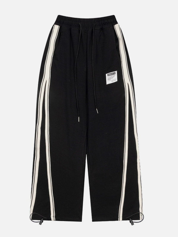 Helmiss - Leg Retractable Striped Drawstring Sweatpants- Streetwear Fashion - helmiss.com