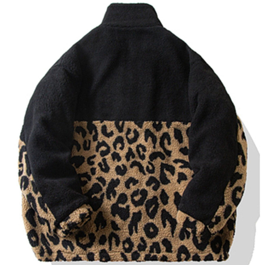 Helmiss - Leopard Camouflage Patchwork Sherpa Winter Coat- Streetwear Fashion - helmiss.com