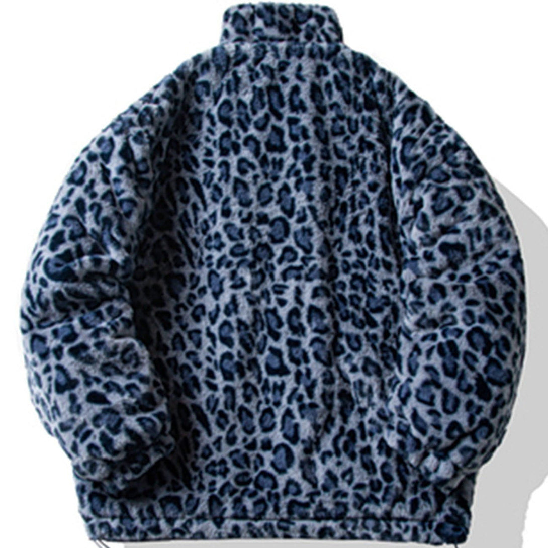 Helmiss - Leopard Print All Over Plush Winter Coat- Streetwear Fashion - helmiss.com