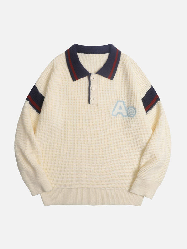 Helmiss - Letter A Polo Sweater- Streetwear Fashion - helmiss.com