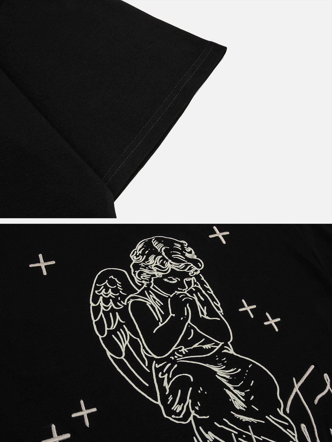 Helmiss - Letter Angel Print Tee- Streetwear Fashion - helmiss.com