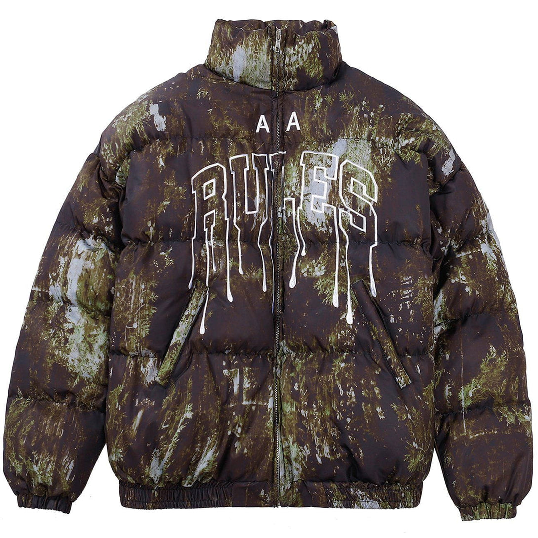 Helmiss - Letter Embroidered Camouflage Winter Coat- Streetwear Fashion - helmiss.com