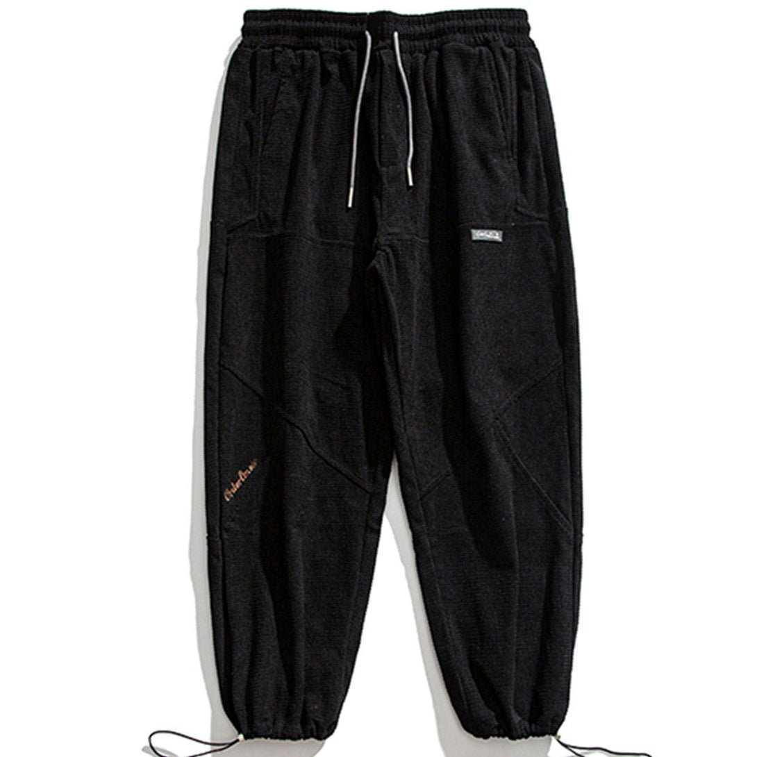 Helmiss - Letter Embroidered Check Sweatpants- Streetwear Fashion - helmiss.com