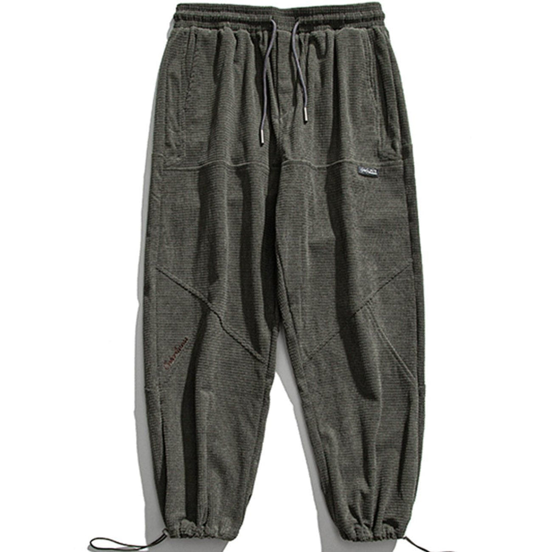 Helmiss - Letter Embroidered Check Sweatpants- Streetwear Fashion - helmiss.com