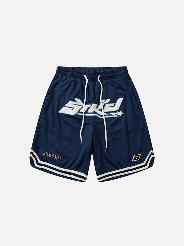 Helmiss - Letter Embroidered Stripes Shorts- Streetwear Fashion - helmiss.com