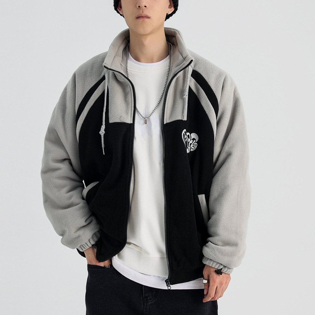 Helmiss - Letter Embroidery Color Block Winter Coat- Streetwear Fashion - helmiss.com