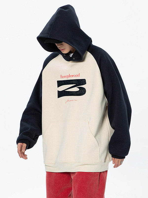 Helmiss - Letter Embroidery Patchwork Hoodie- Streetwear Fashion - helmiss.com