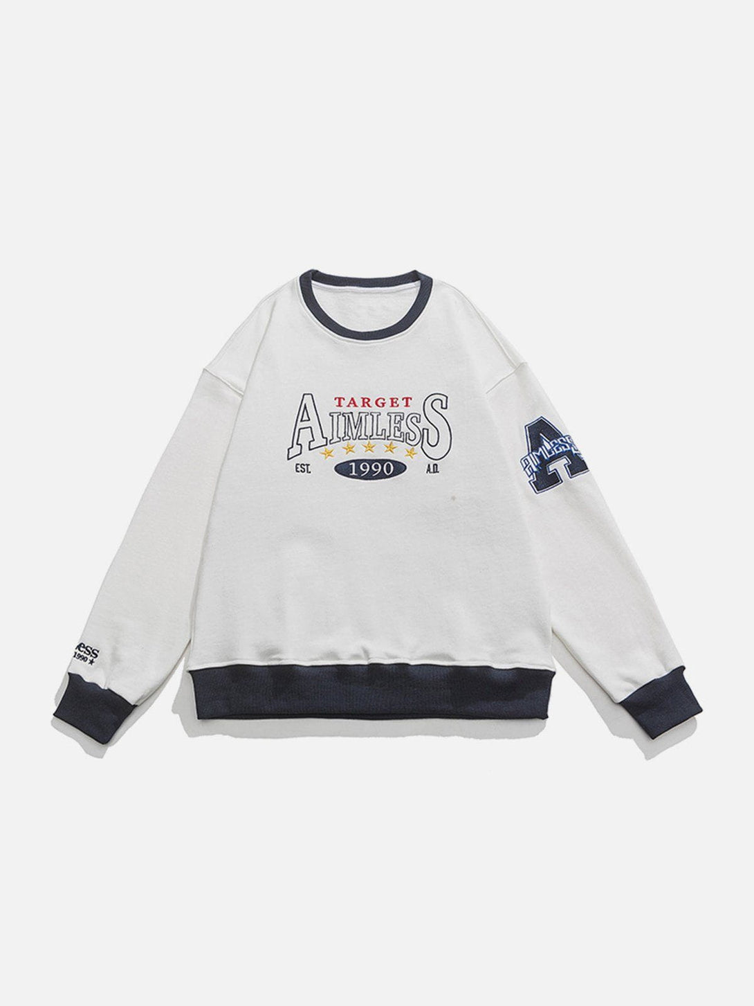 Helmiss - Letter Embroidery Patchwork Sweatshirt- Streetwear Fashion - helmiss.com