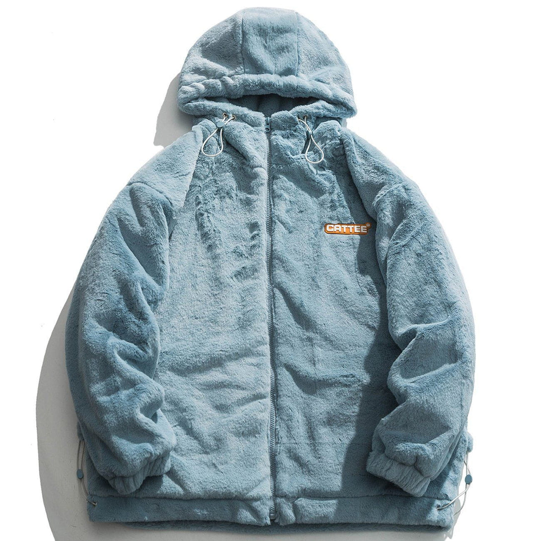 Helmiss - Letter Embroidery Plush Winter Coat- Streetwear Fashion - helmiss.com