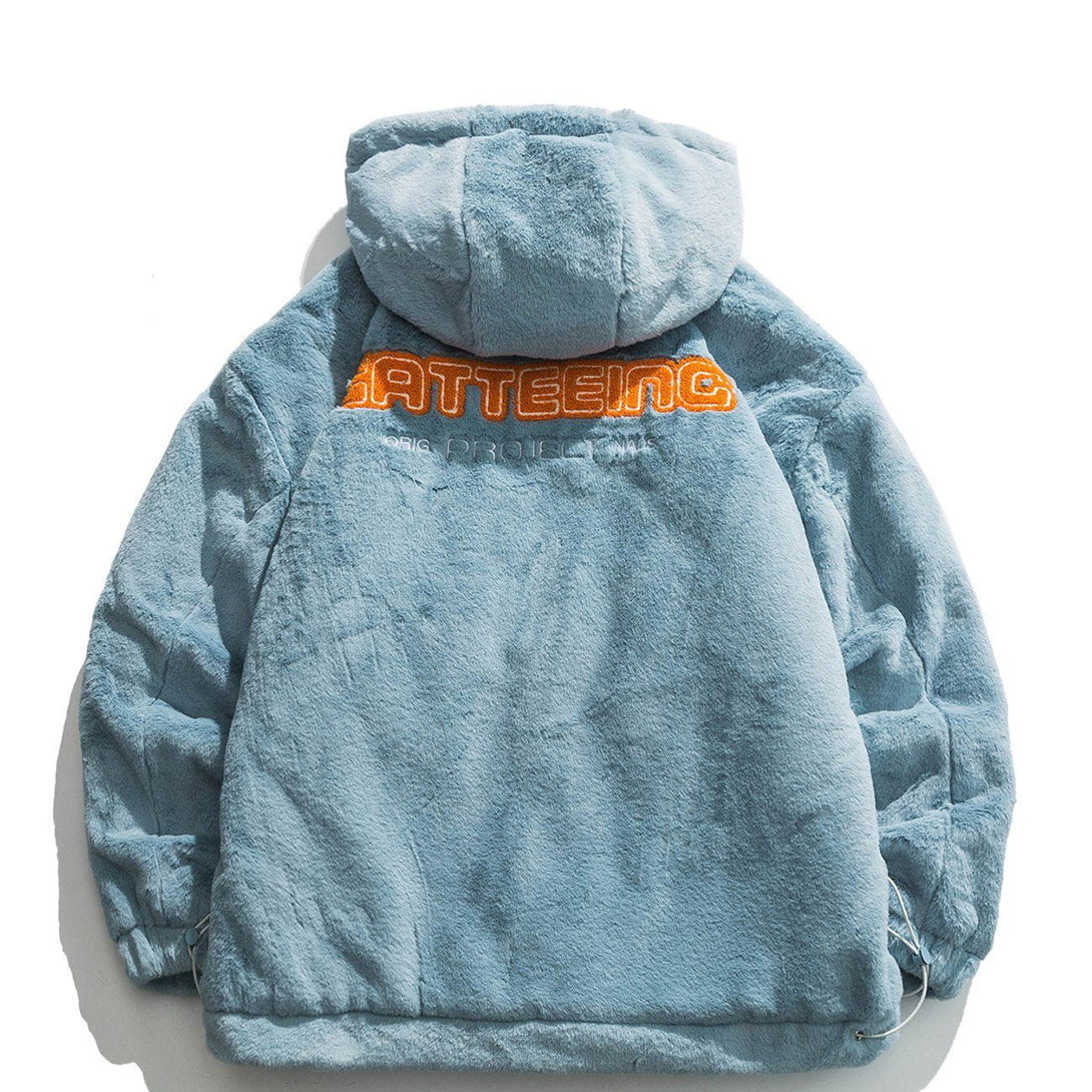 Helmiss - Letter Embroidery Plush Winter Coat- Streetwear Fashion - helmiss.com