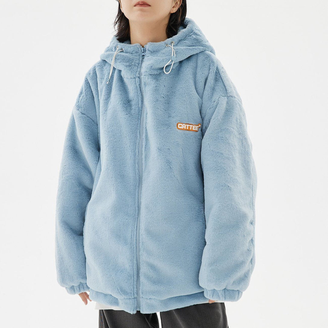 Helmiss - Letter Embroidery Plush Winter Coat- Streetwear Fashion - helmiss.com