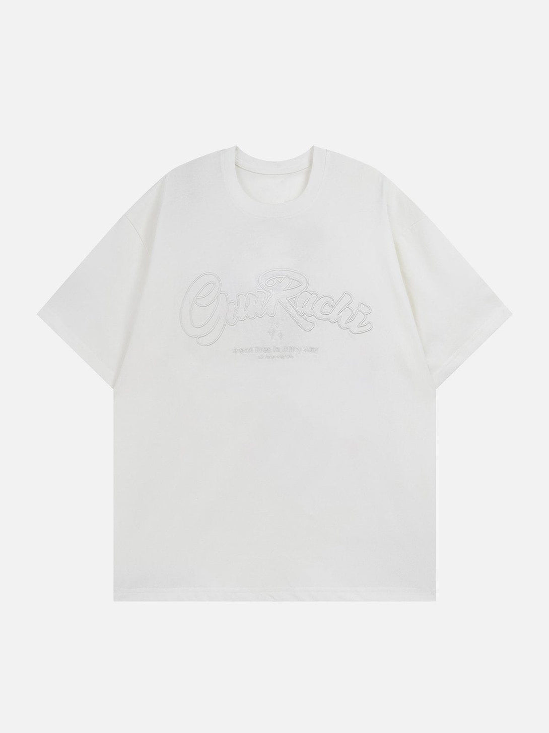 Helmiss - Letter Embroidery Solid Color Tee- Streetwear Fashion - helmiss.com