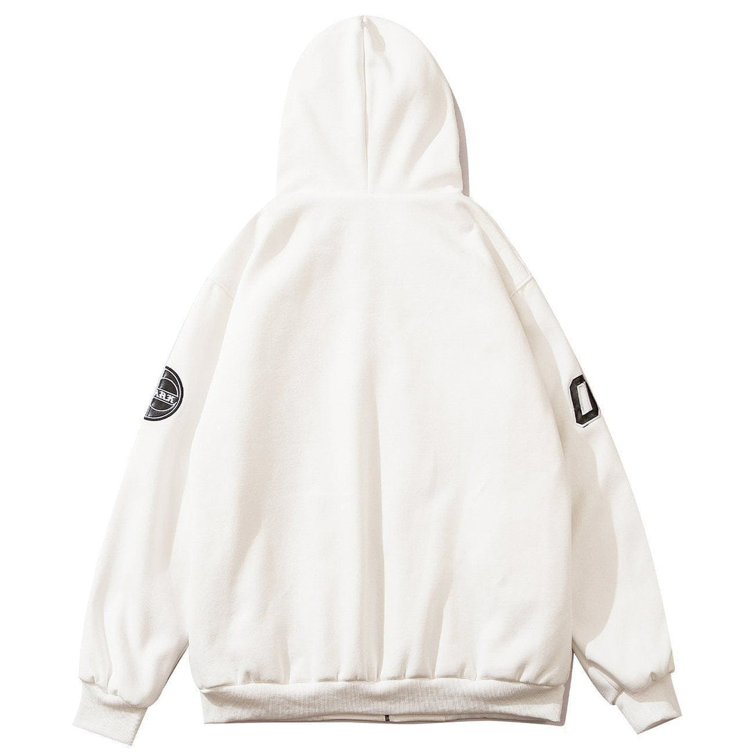 Helmiss - Letter Embroidery Zipper Hoodie- Streetwear Fashion - helmiss.com