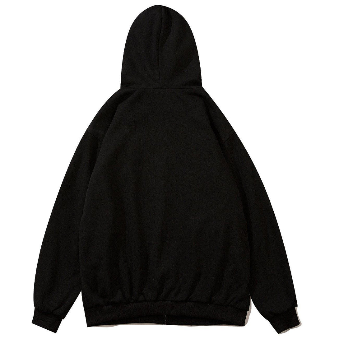 Helmiss - Letter Embroidery Zipper Hoodie- Streetwear Fashion - helmiss.com