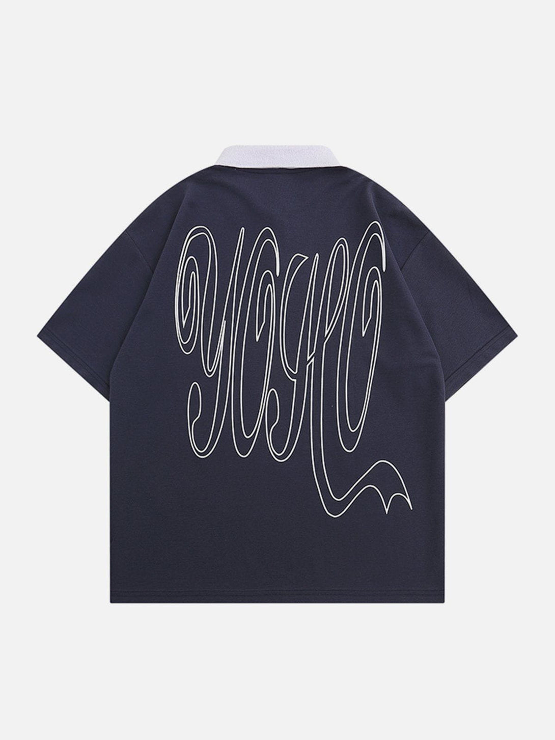 Helmiss - Letter Graffiti Polo Collar Tee- Streetwear Fashion - helmiss.com