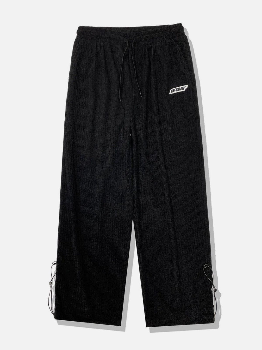 Helmiss - Letter Label Elastic Corduroy Casual Pants- Streetwear Fashion - helmiss.com