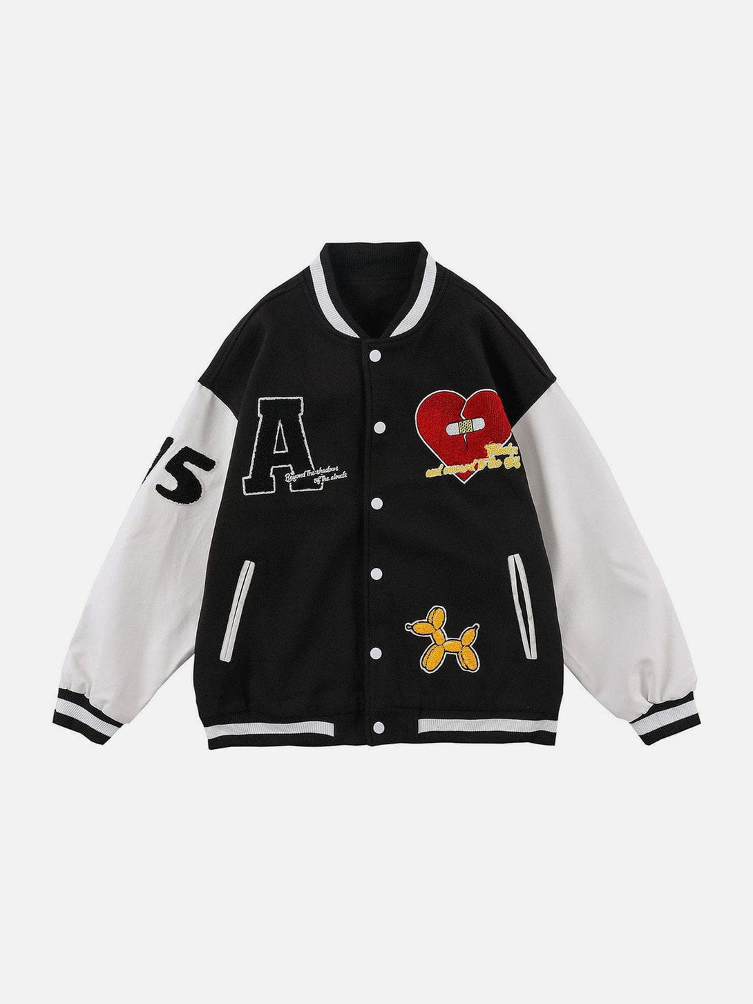 Helmiss - Letter Love Flocking Varsity Jacket- Streetwear Fashion - helmiss.com