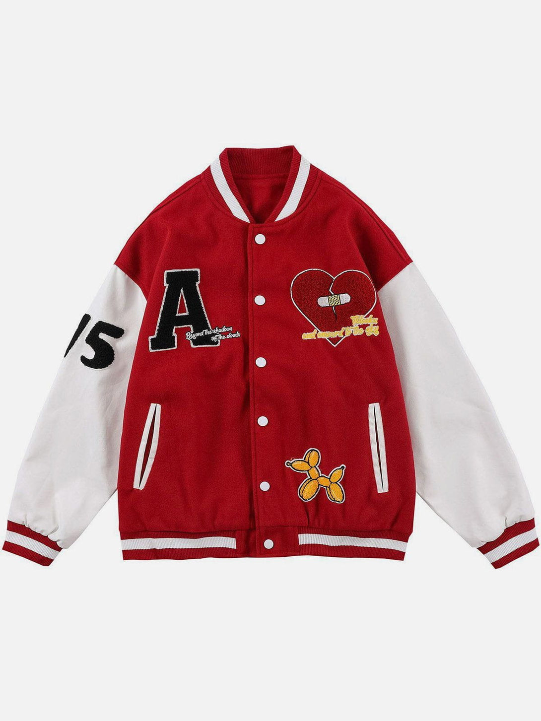 Helmiss - Letter Love Flocking Varsity Jacket- Streetwear Fashion - helmiss.com