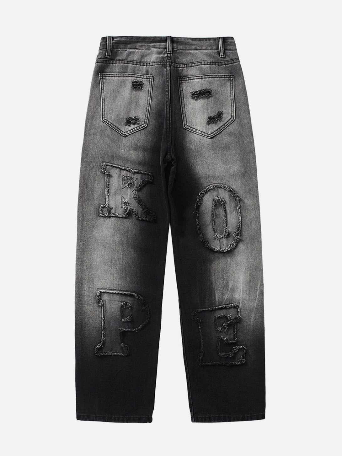 Helmiss - Letter Patch Jeans- Streetwear Fashion - helmiss.com