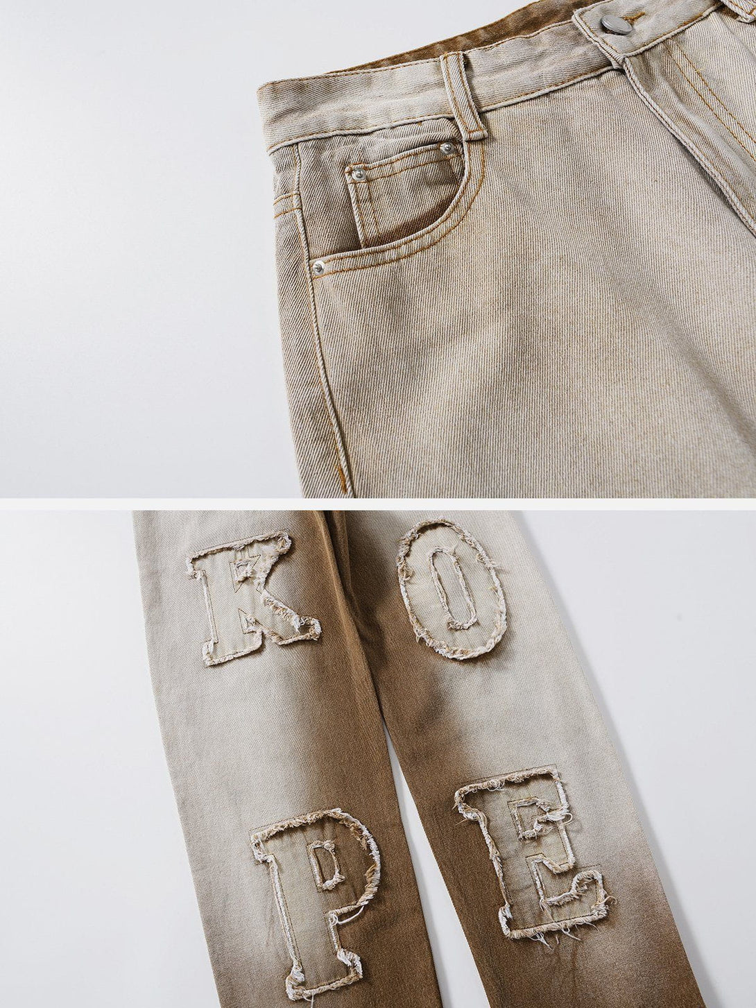 Helmiss - Letter Patch Jeans- Streetwear Fashion - helmiss.com