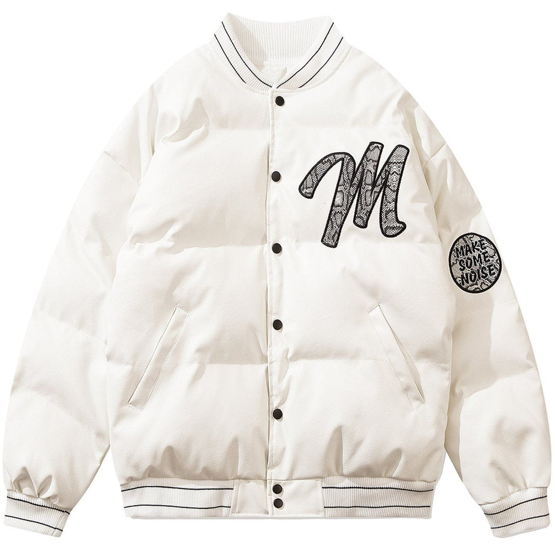 Helmiss - Letter Patch Winter Coat- Streetwear Fashion - helmiss.com