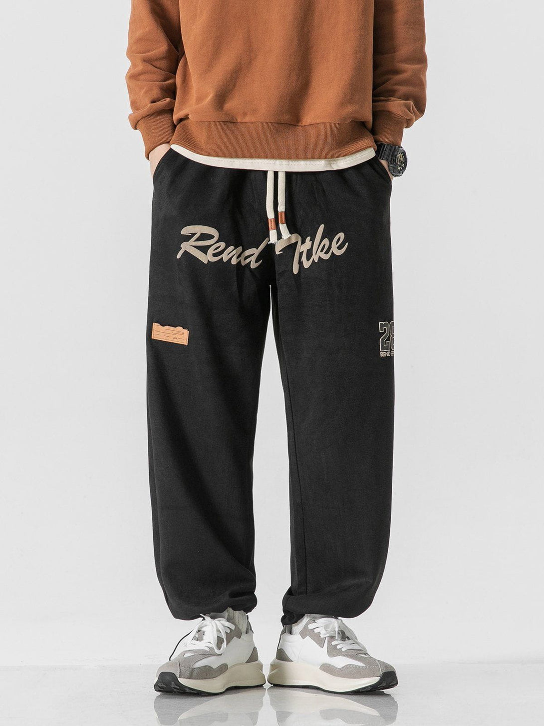 Helmiss - Letter Print Drawstring Pants- Streetwear Fashion - helmiss.com