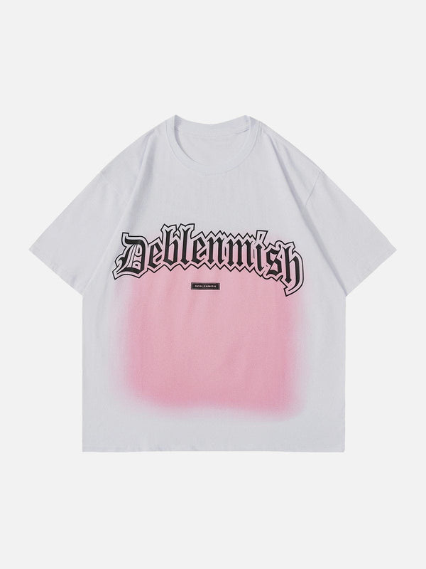 Helmiss - Letter Print Gradient Tee- Streetwear Fashion - helmiss.com