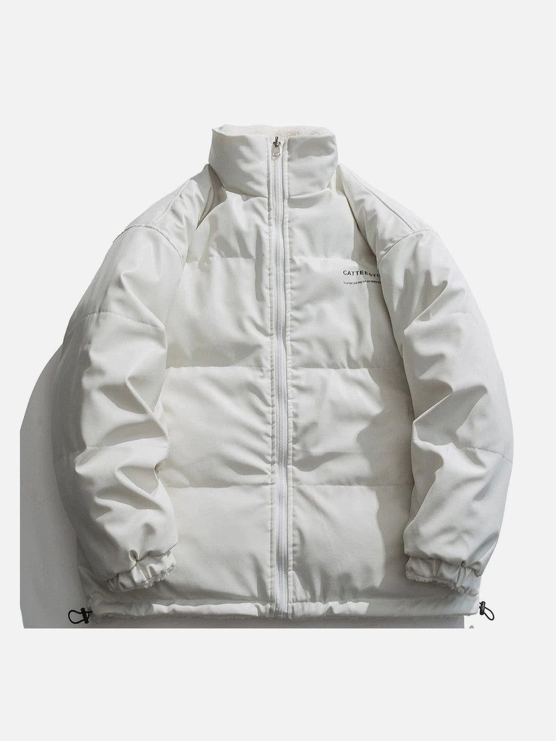 Helmiss - Letter Print Reversible Sherpa Jacket- Streetwear Fashion - helmiss.com