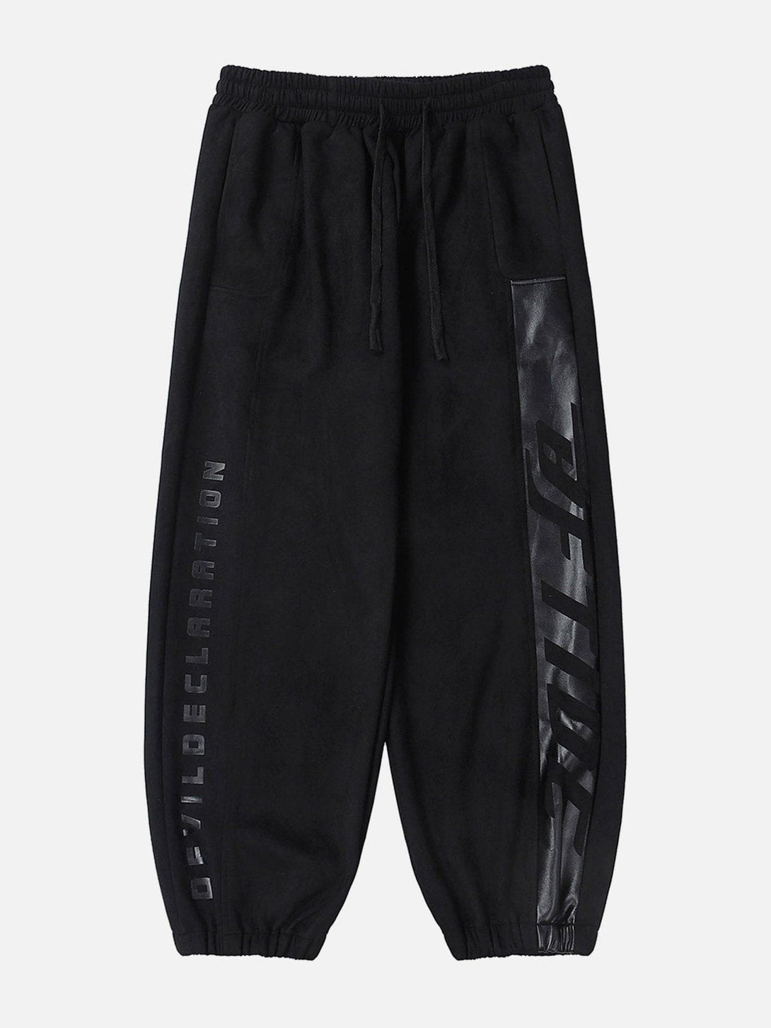 Helmiss - Letter Print Suede Pants- Streetwear Fashion - helmiss.com