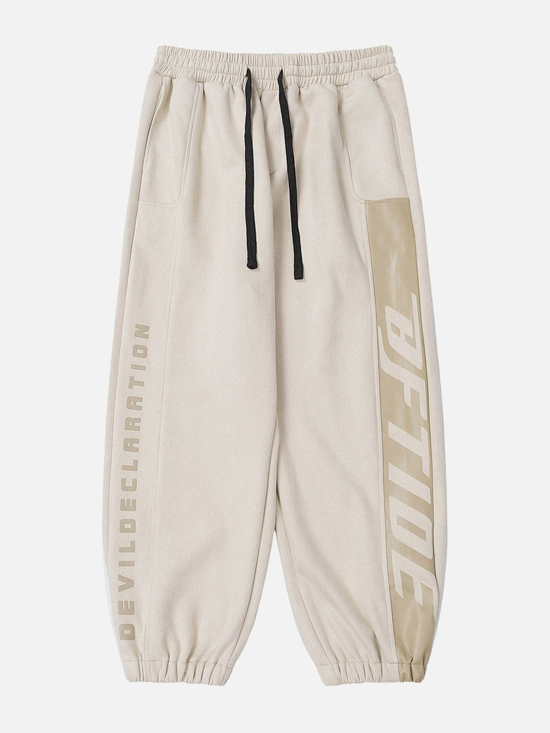 Helmiss - Letter Print Suede Pants- Streetwear Fashion - helmiss.com