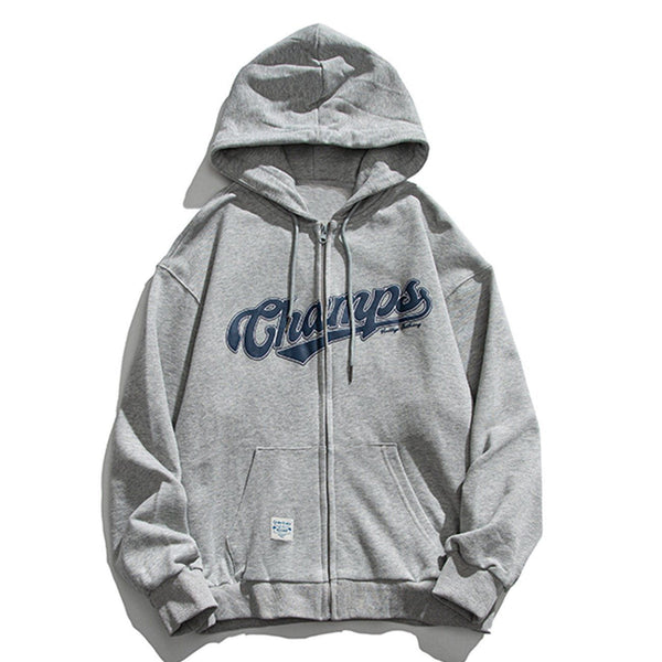 Helmiss - Letter Print Zipper Hoodie- Streetwear Fashion - helmiss.com