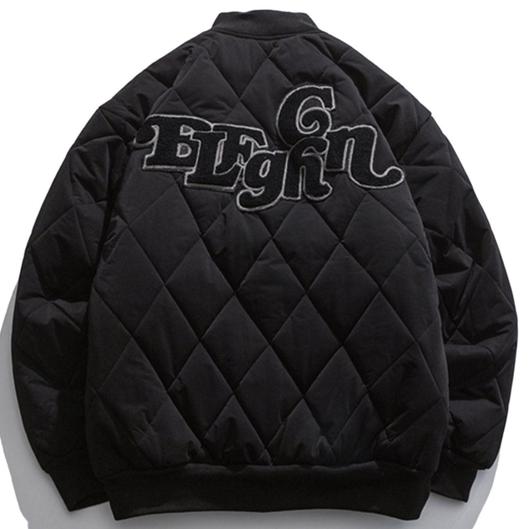 Helmiss - Letter Printed Rhombus Winter Coat- Streetwear Fashion - helmiss.com