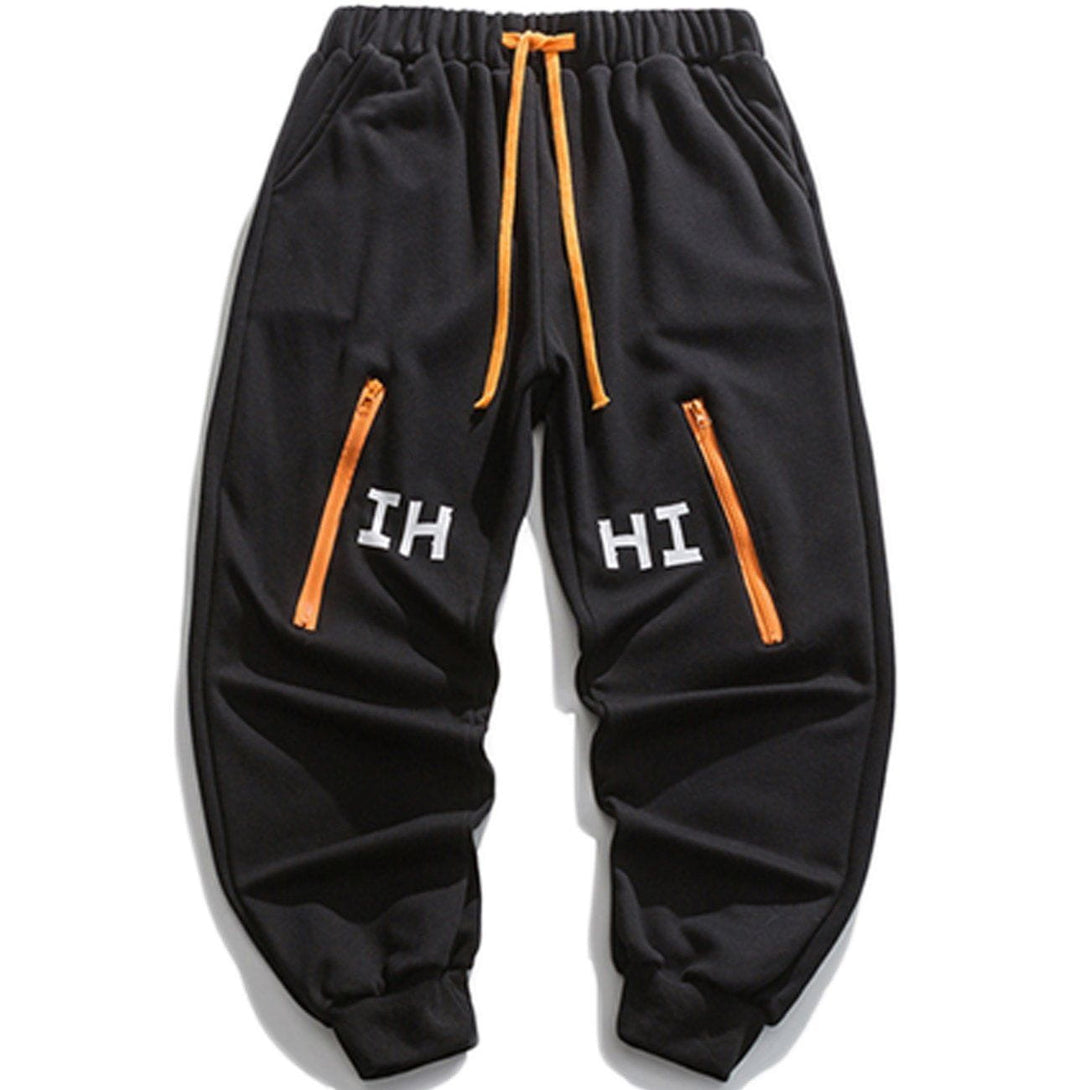 Helmiss - Letter Printed Zipper Design Sweatpants- Streetwear Fashion - helmiss.com