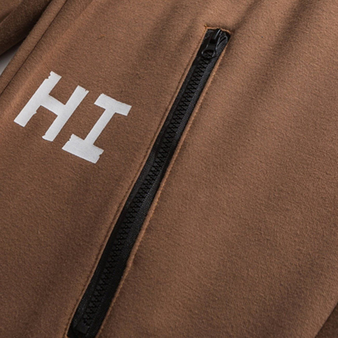 Helmiss - Letter Printed Zipper Design Sweatpants- Streetwear Fashion - helmiss.com