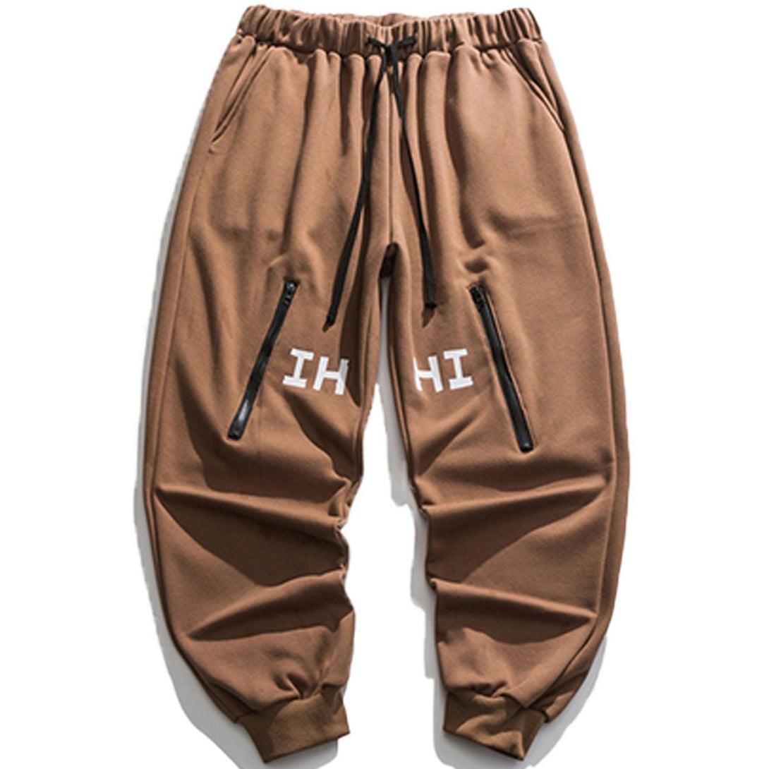 Helmiss - Letter Printed Zipper Design Sweatpants- Streetwear Fashion - helmiss.com