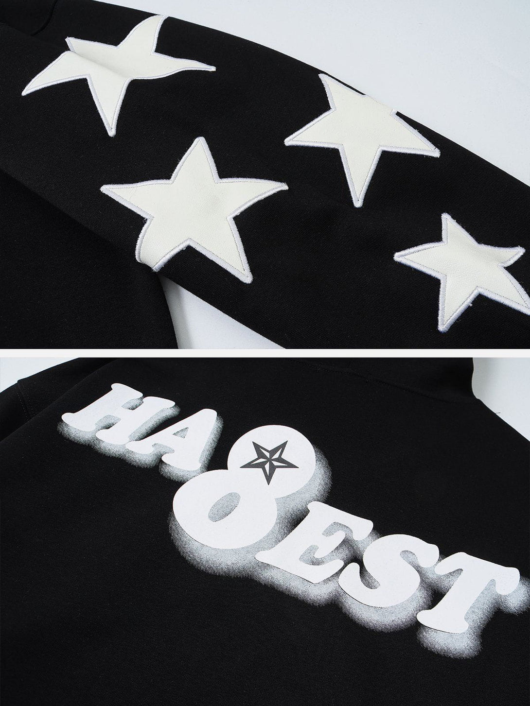 Helmiss - Letter Printing Star Embroidery Hoodie- Streetwear Fashion - helmiss.com