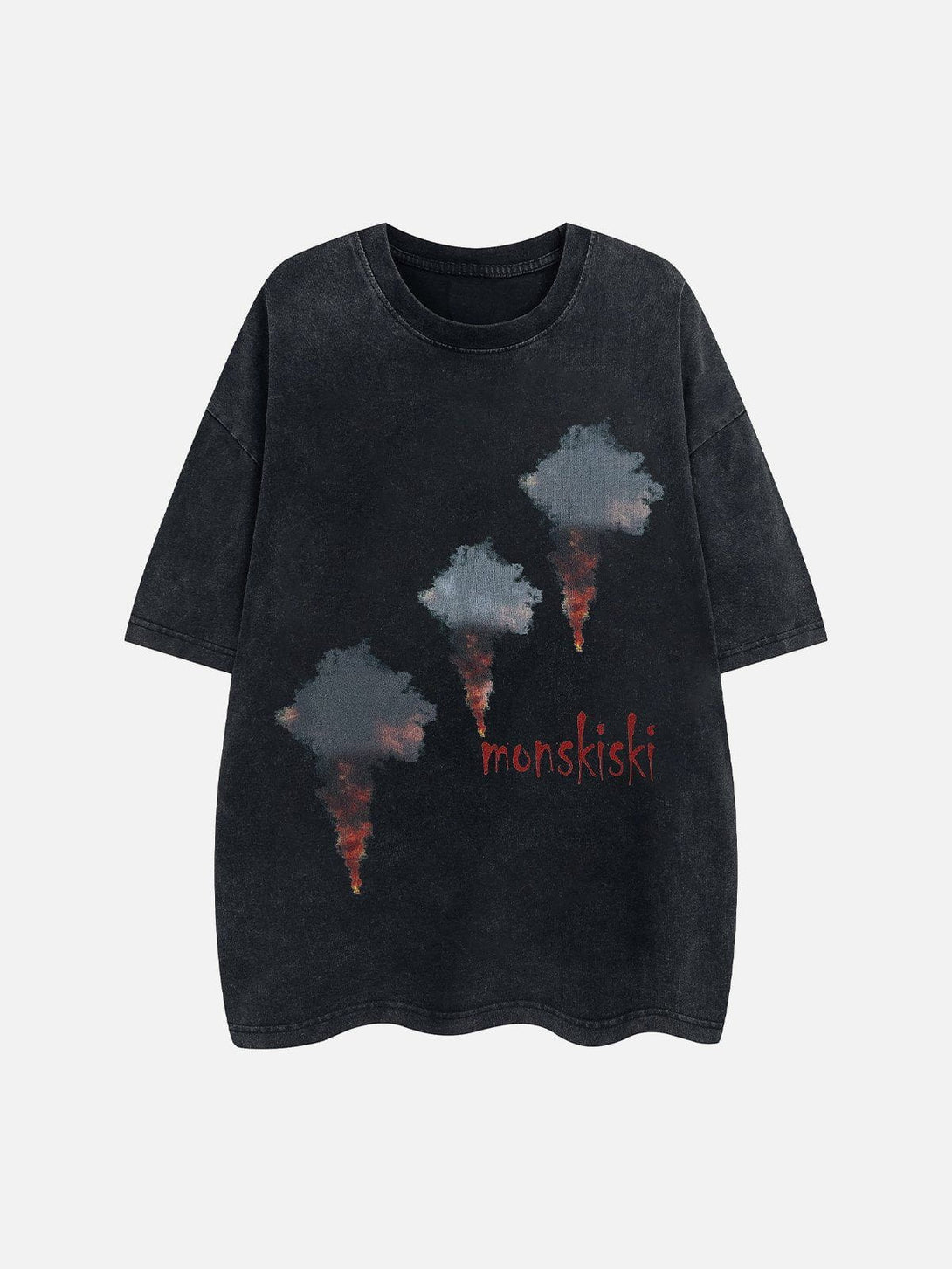 Helmiss - Letter Smoke Print Tee- Streetwear Fashion - helmiss.com