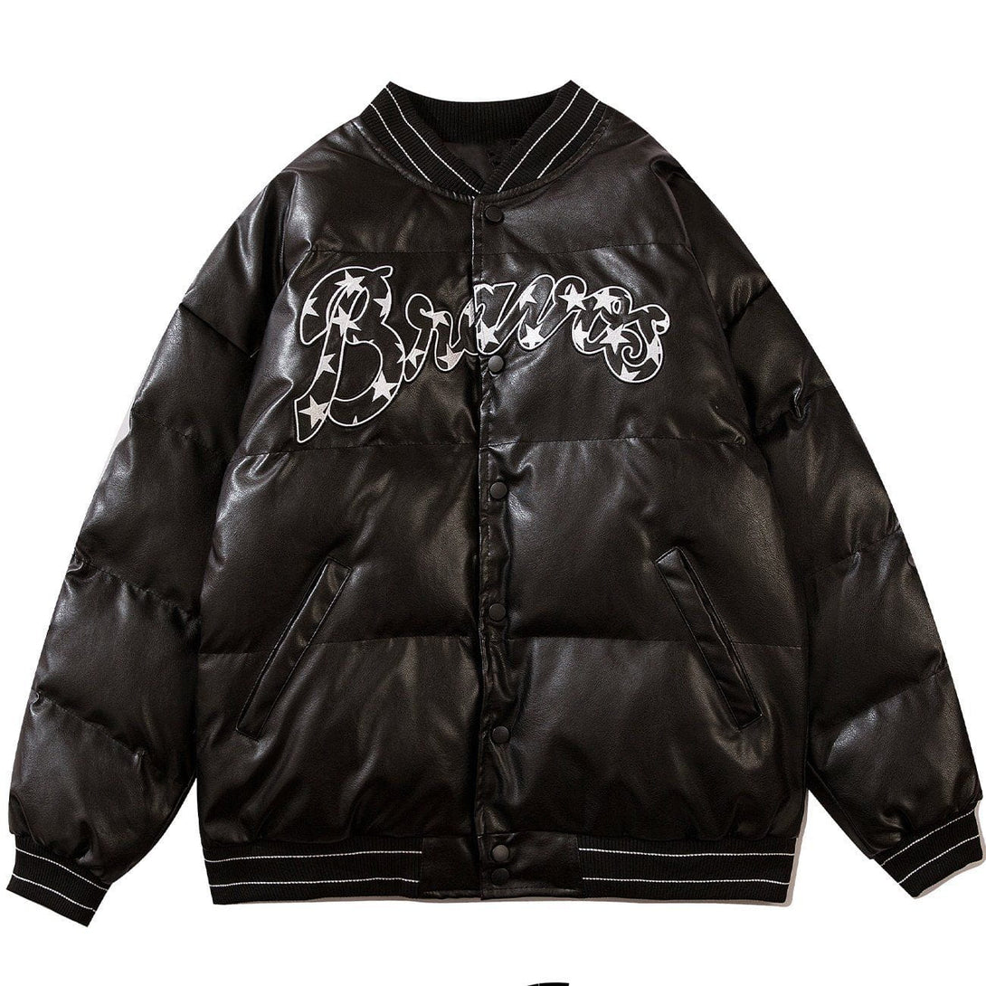 Helmiss - Letter Star Embroidery Winter Coat- Streetwear Fashion - helmiss.com