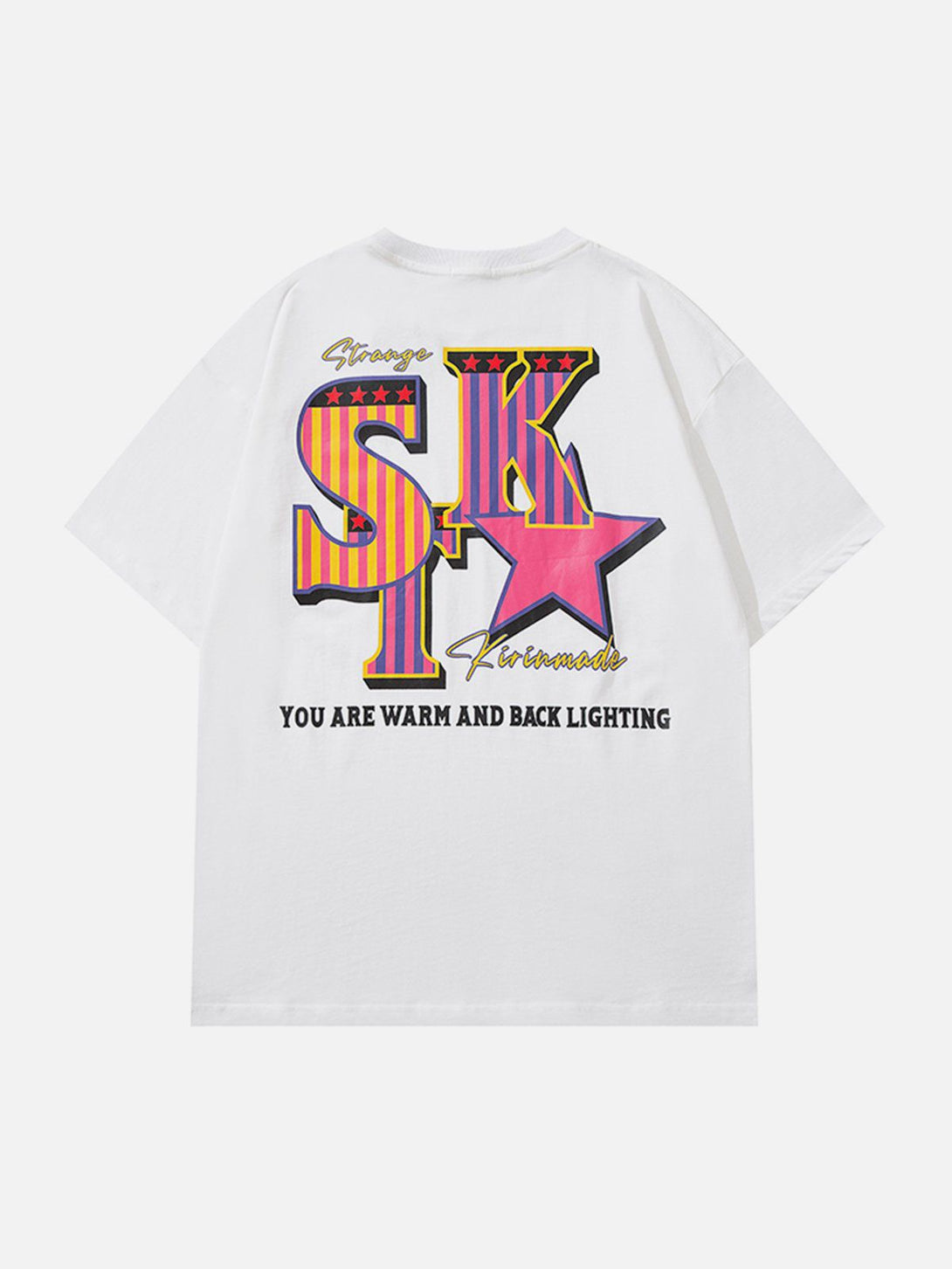 Helmiss - Letter Star Print Tee- Streetwear Fashion - helmiss.com