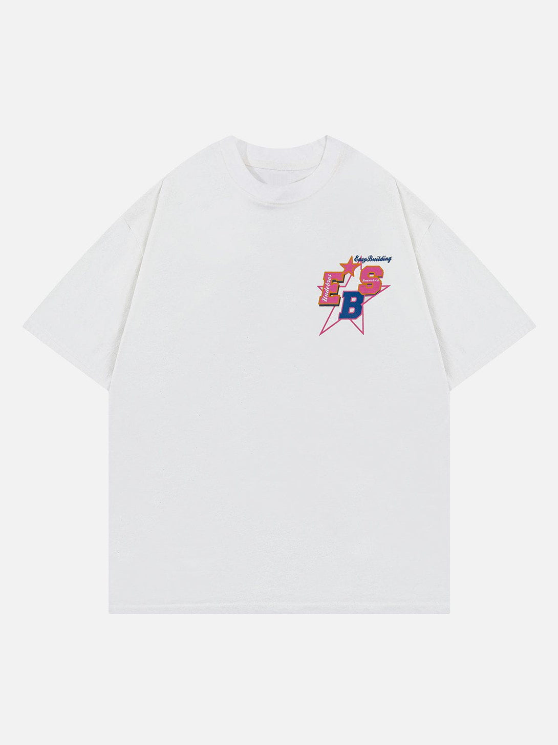 Helmiss - Letter Star Print Tee- Streetwear Fashion - helmiss.com