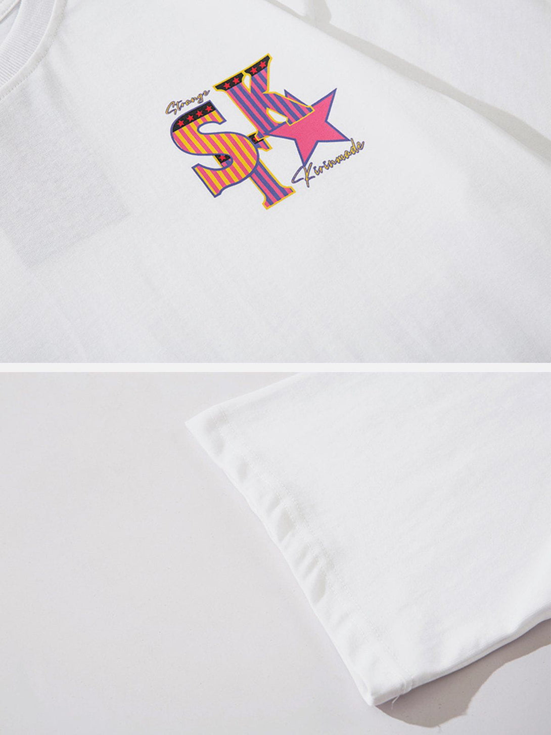 Helmiss - Letter Star Print Tee- Streetwear Fashion - helmiss.com